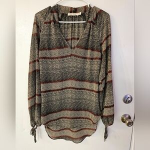 Bishop + Young Black and Red Patterned Blouse